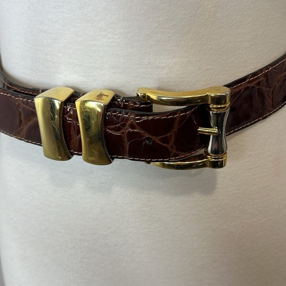WCM Brown Leather Reptile Print Belt Size S - Picture 6 of 7